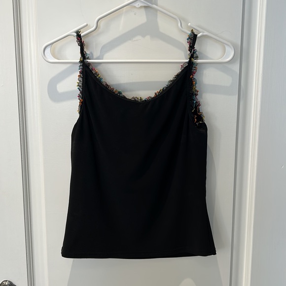 Black tank top with coloured trim - Picture 4 of 4